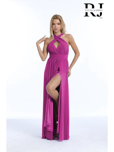 Vestido de noche midi con abertura, moderno y sencillo