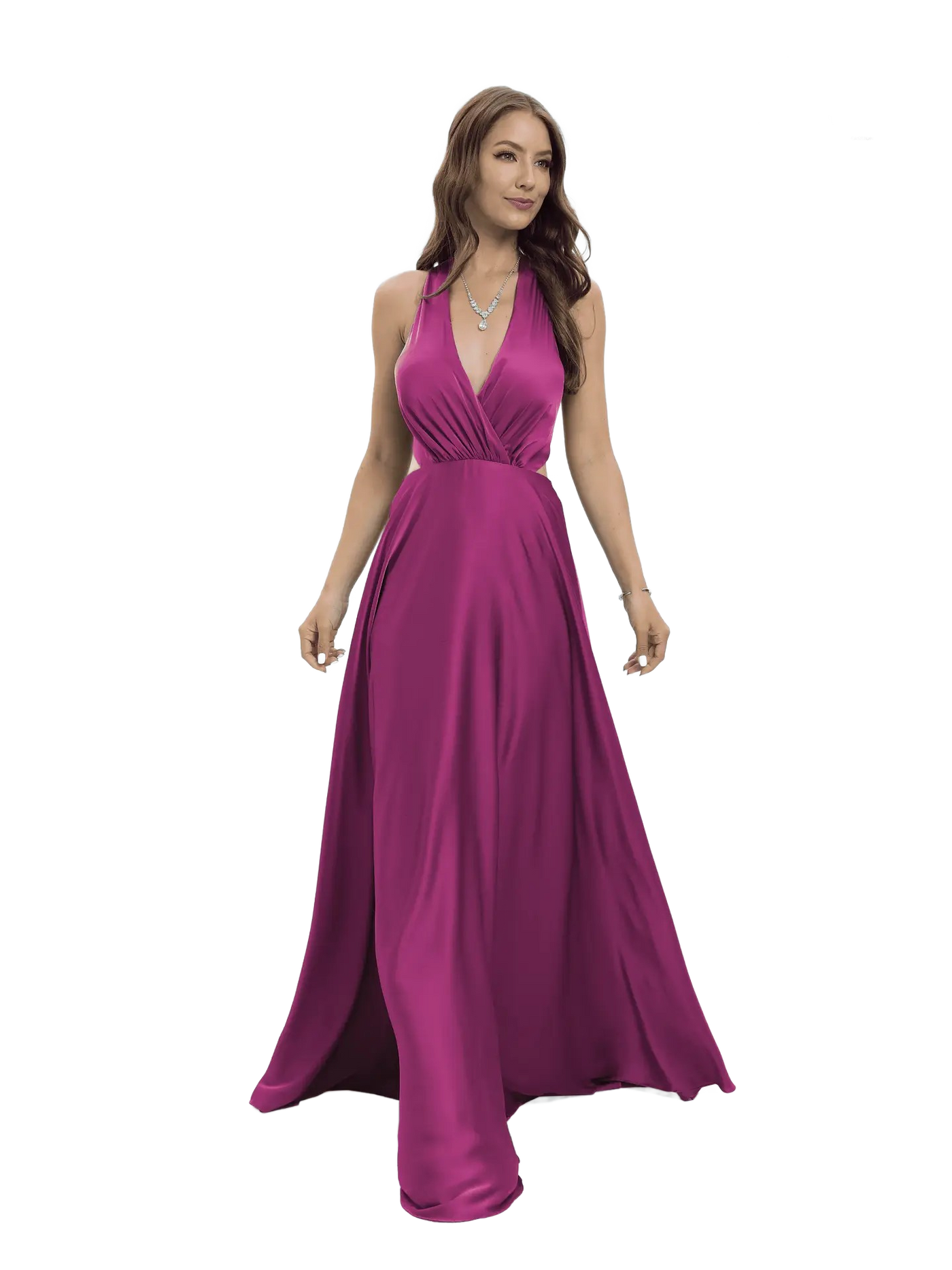 Vestido de noche largo en V
