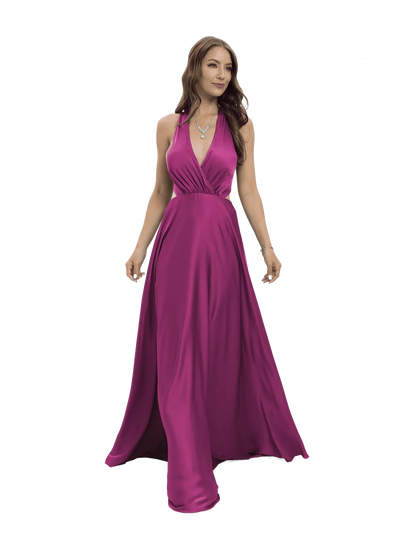 Vestido de noche largo en V