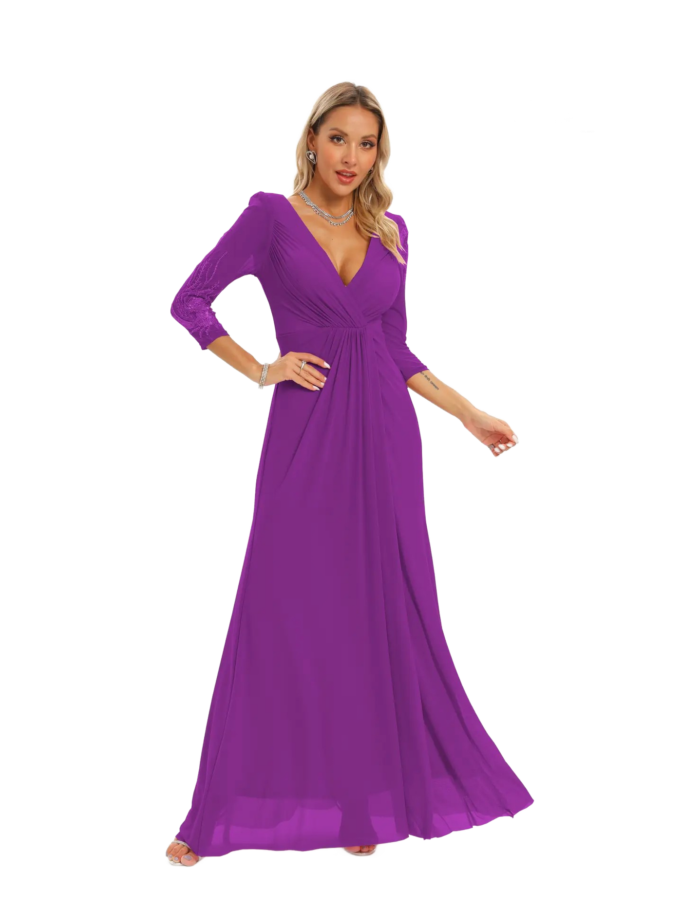 Vestido de noche largo con apertura