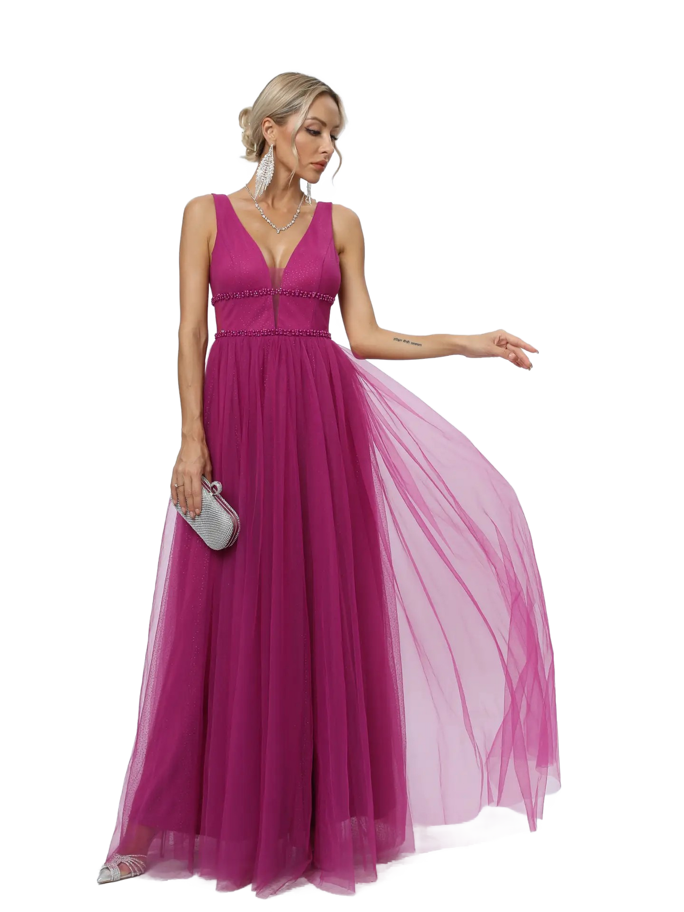 Vestido de noche con escote en V