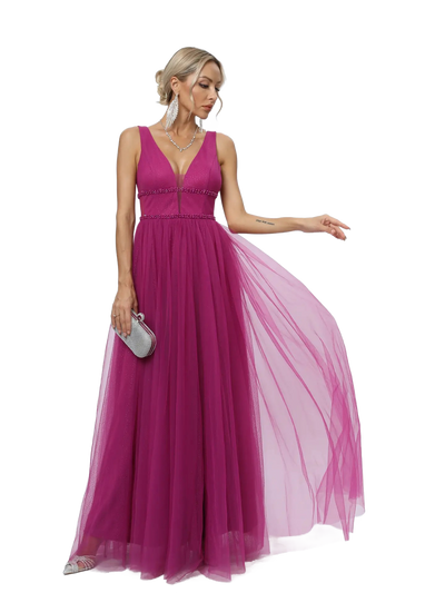 Vestido de noche con escote en V