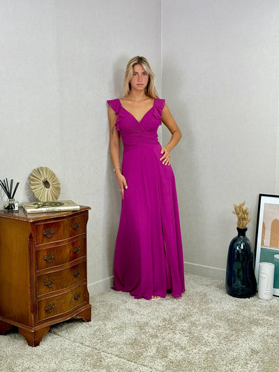 Vestido de  ceremonia largo con volantes