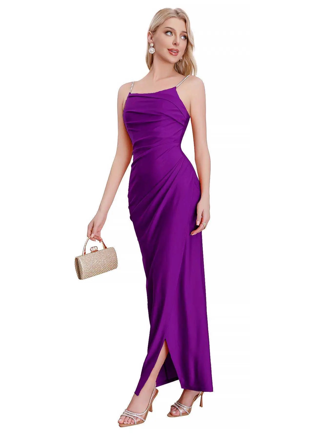 Vestido midi con abertura, moderno y sencillo