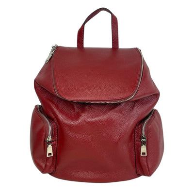 Amplia Mochila de Piel Universitaria con Bolsillos Laterales y Trasero