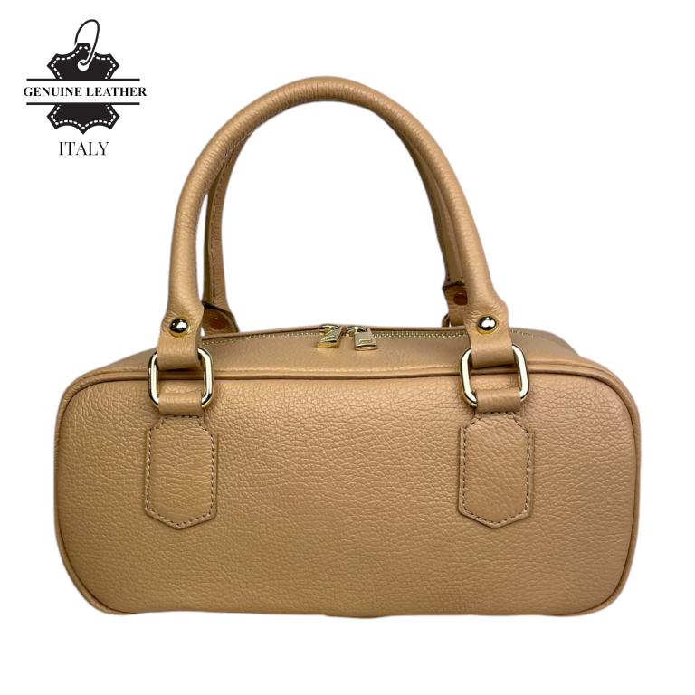 Bolso de Mano en Piel Italiana con Asas Cortas, Tira Bandolera Ajustable y Gran Calidad