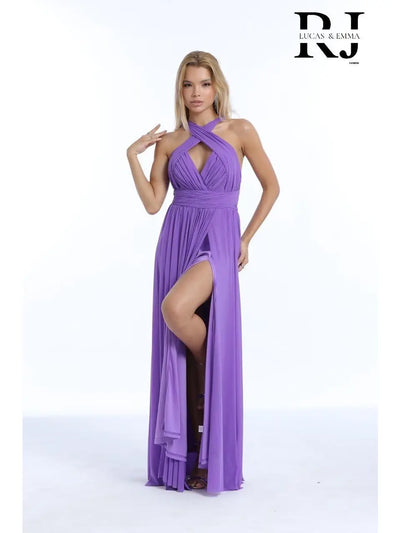 Vestido de noche midi con abertura, moderno y sencillo