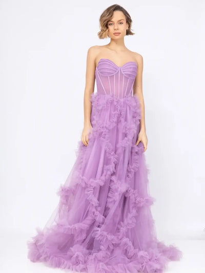 Vestido de tul con falda voluminosa verde esmeralda
