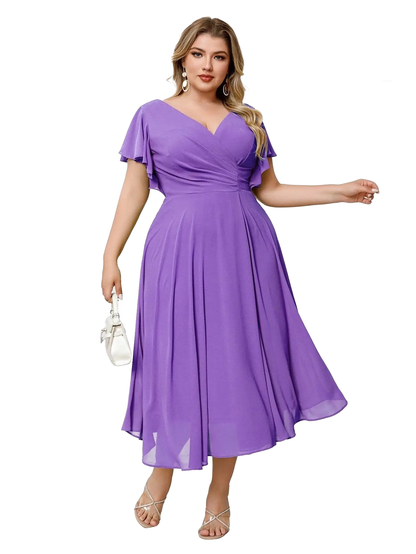 Vestido midi con manga corta