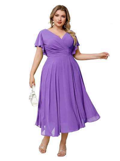 Vestido midi con manga corta