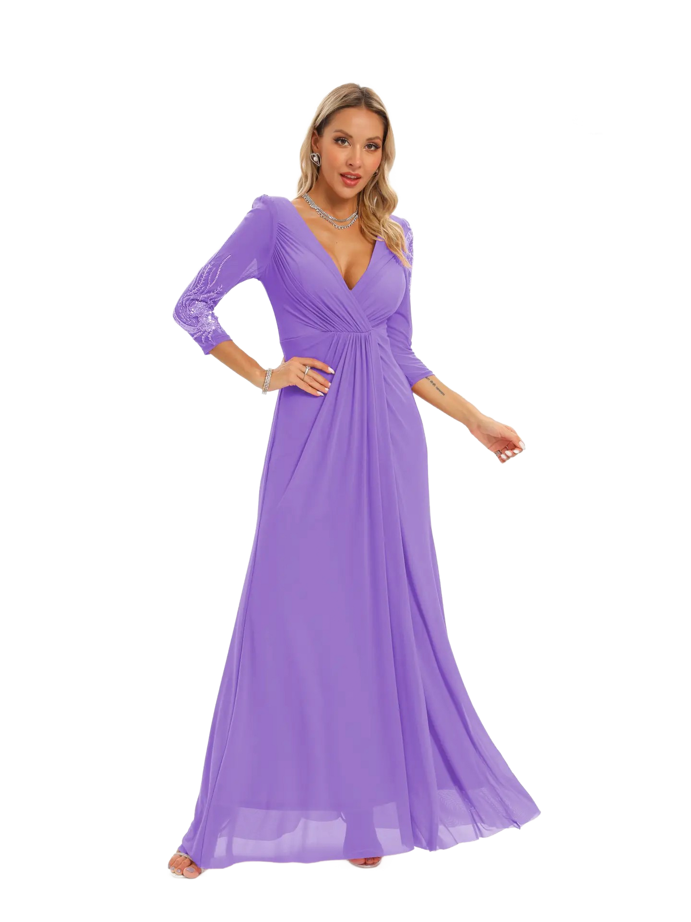 Vestido de noche largo con apertura