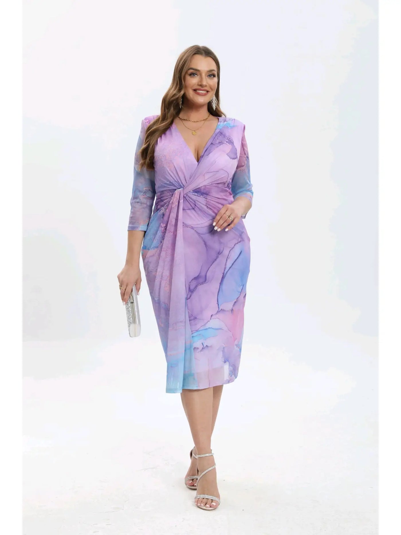 Vestido de manga larga estampado