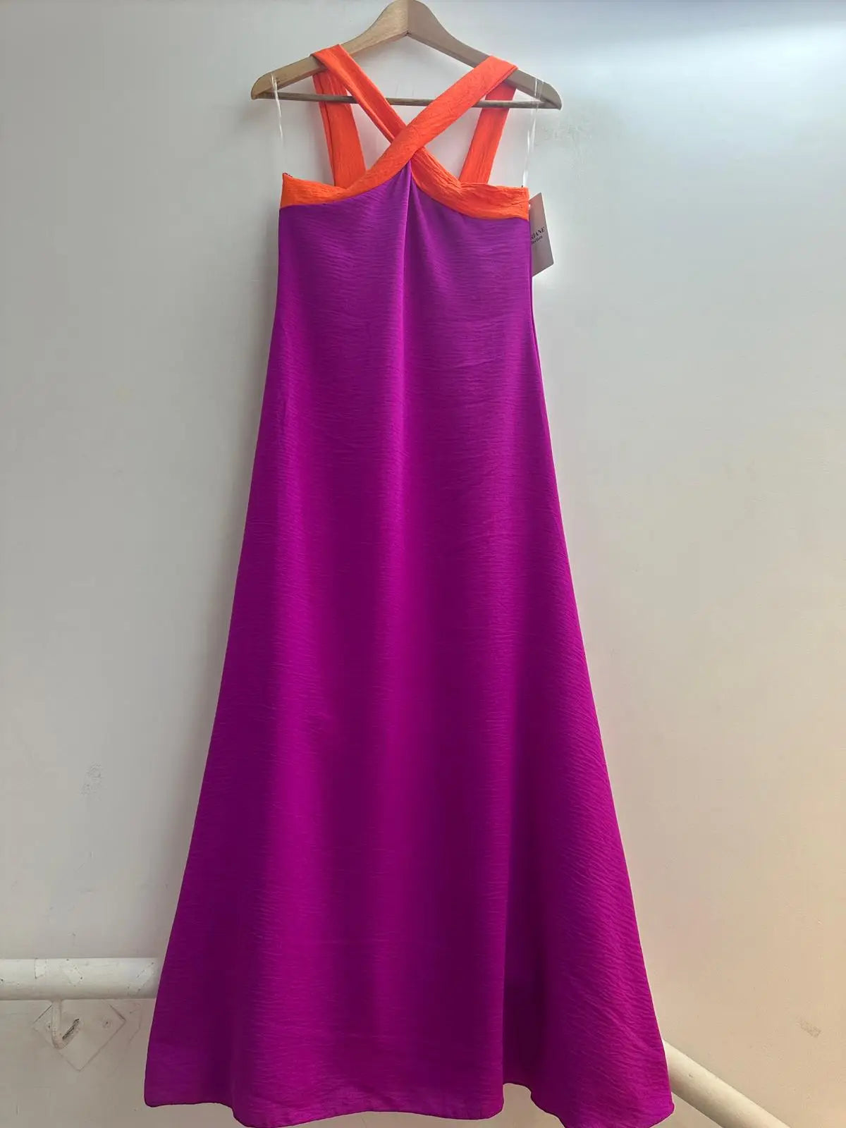 Vestido largo bicolor
