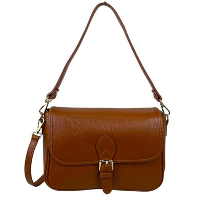 Bolso Bandolera de Piel Italiana con Asa Corta y Bolsillo Trasero