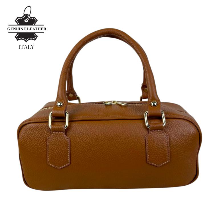 Bolso de Mano en Piel Italiana con Asas Cortas, Tira Bandolera Ajustable y Gran Calidad