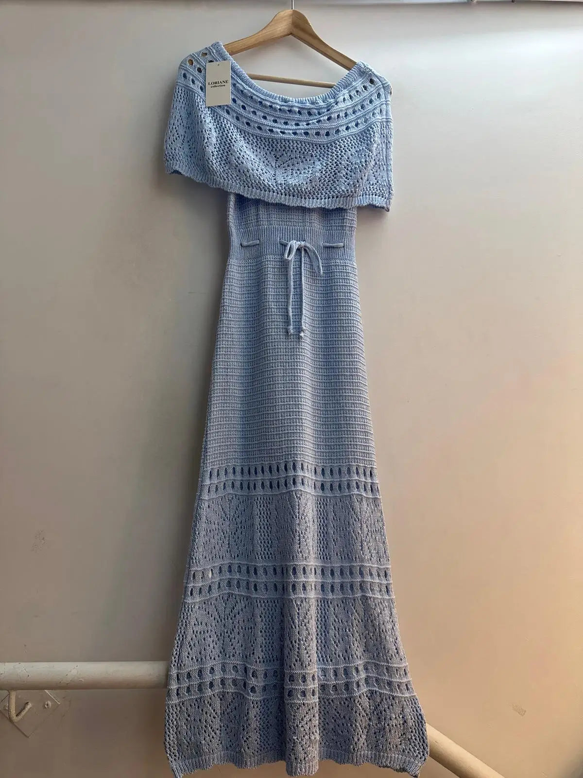 vestido largo tipo jersey sin tirantes