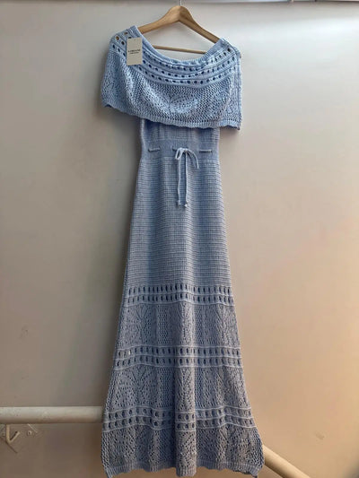 vestido largo tipo jersey sin tirantes