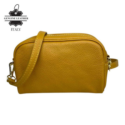 Bolso Bandolera en Piel Italiana con Bolsillo Frontal con Flecos y Cierre de Cremallera