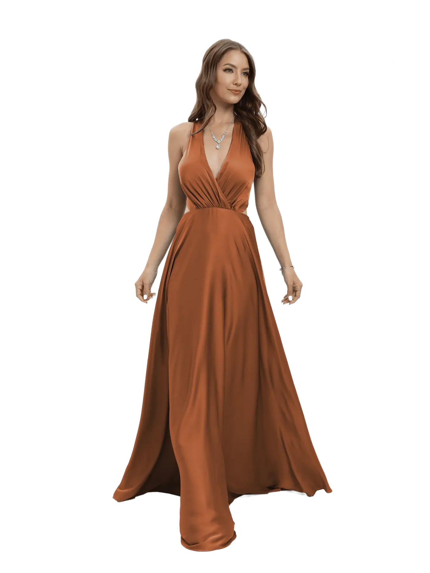 Vestido de noche largo en V