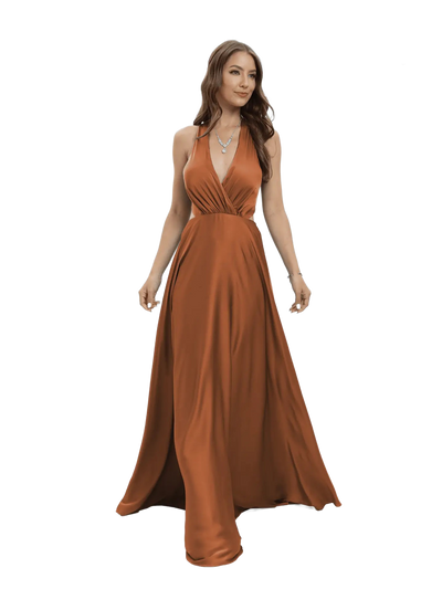 Vestido de noche largo en V