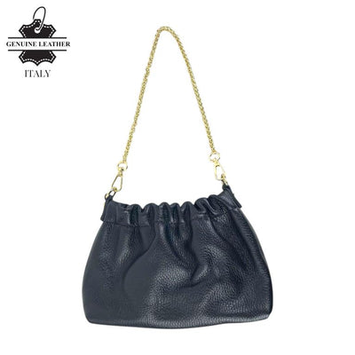 Bolso de Mano en Piel Italiana con Asa Corta Extraíble Tipo Cadena y Tira Bandolera