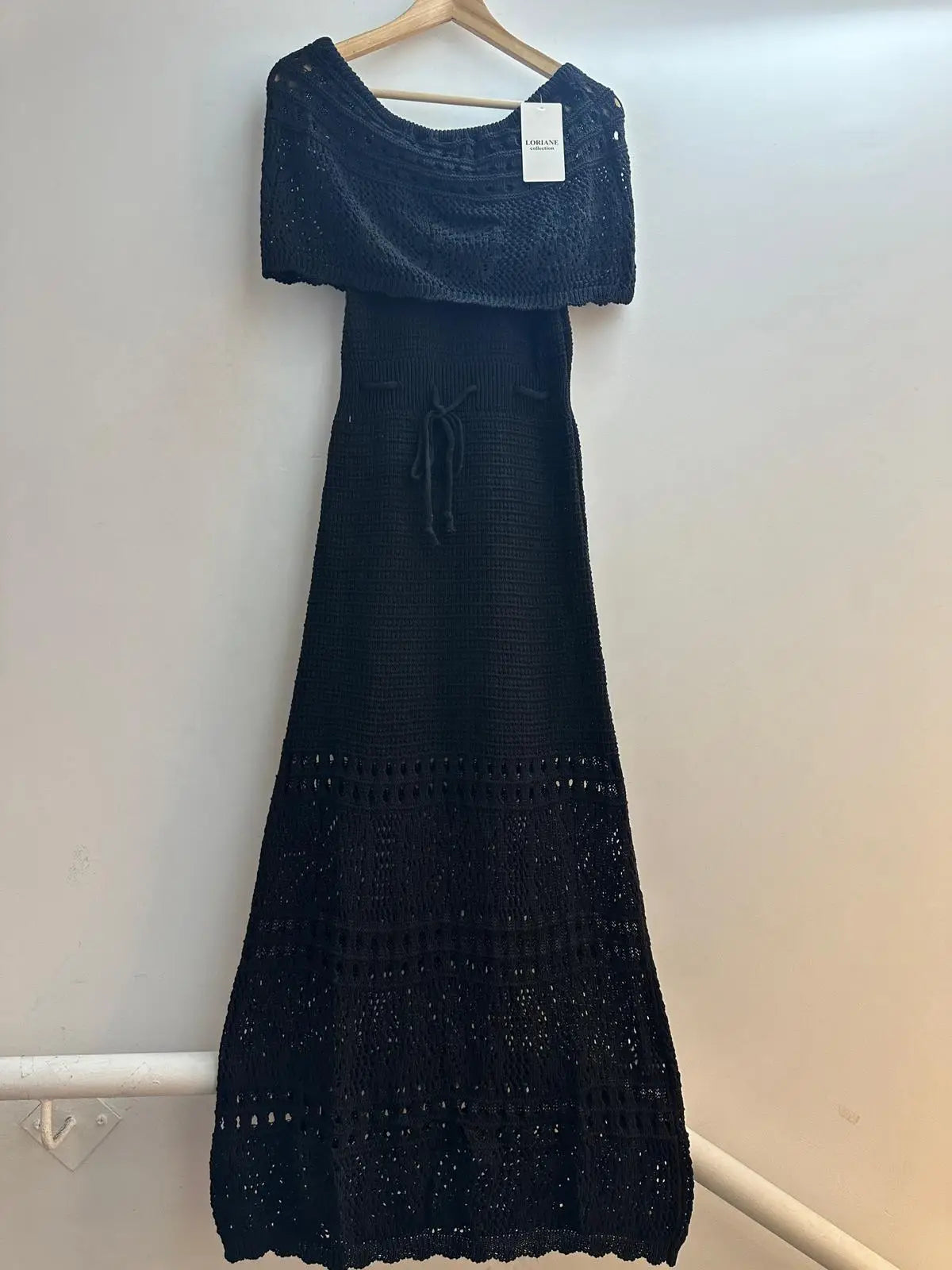 vestido largo tipo jersey sin tirantes