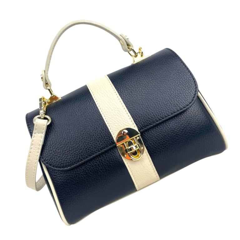 Bolso de Mano en Piel Italiana con 2 Bolsillos de Cremallera