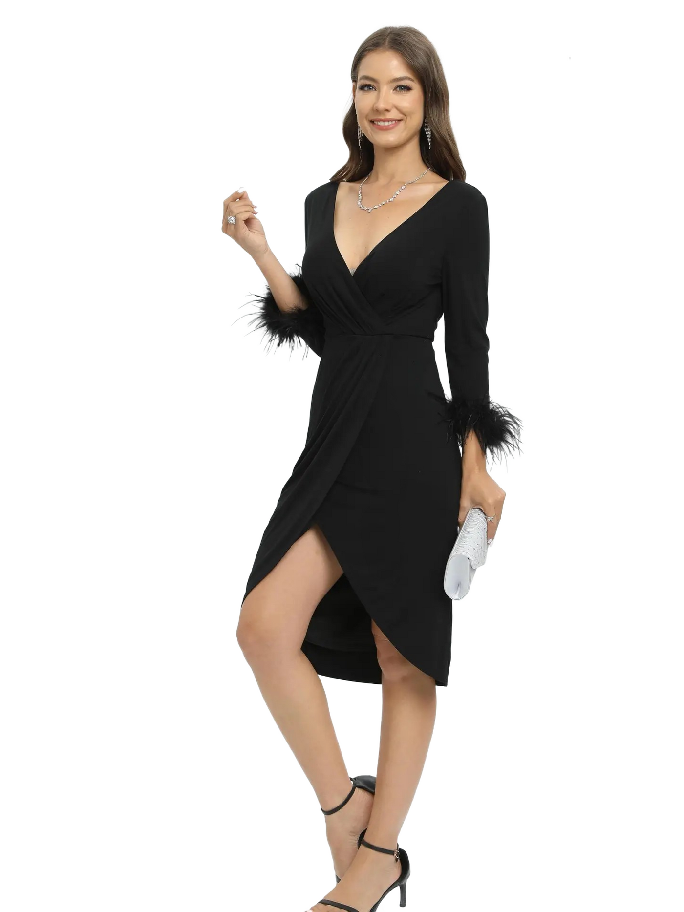 Vestido de noche corto apertura en V