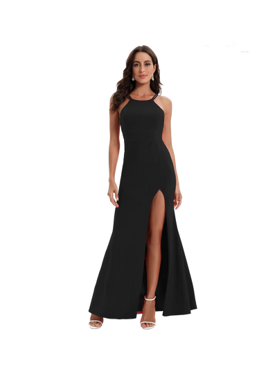 Vestido largo ajustado de escote bandeau