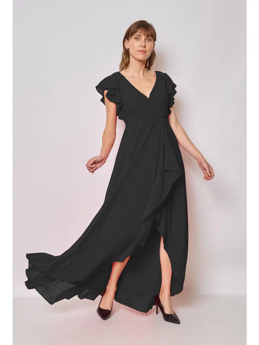 Vestido de noche largo escote en V