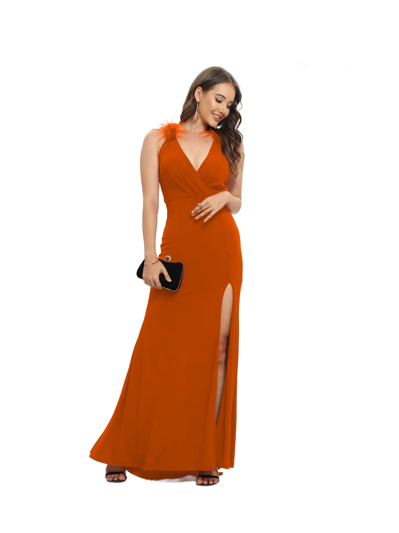 Vestido de noche corto apertura en V
