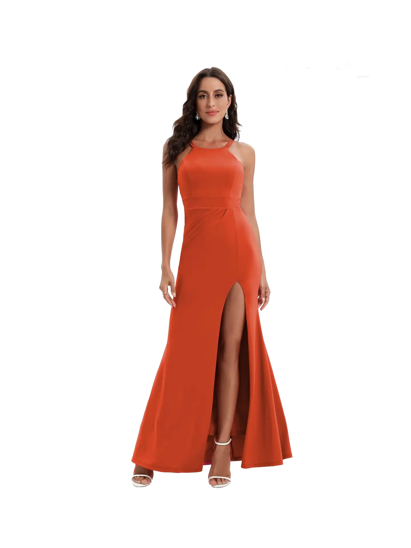 Vestido largo ajustado de escote bandeau