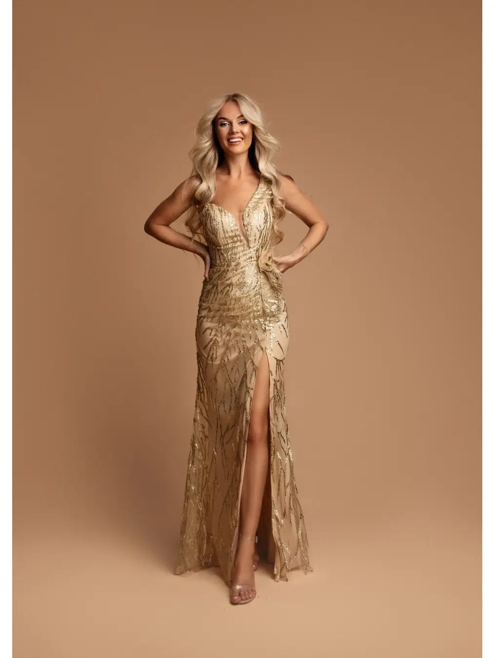 Vestido largo con lentejuelas