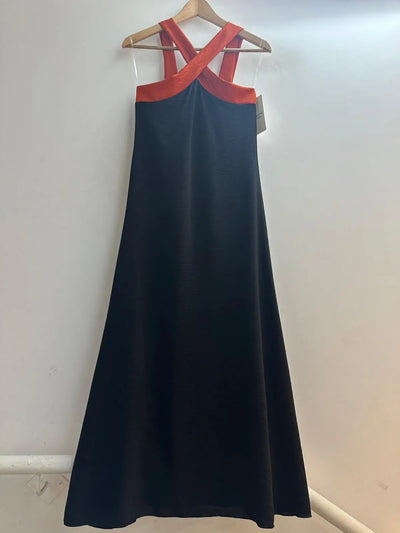 Vestido largo bicolor
