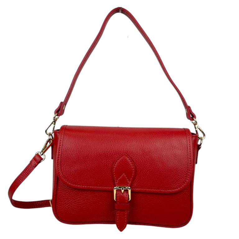 Bolso Bandolera de Piel Italiana con Asa Corta y Bolsillo Trasero