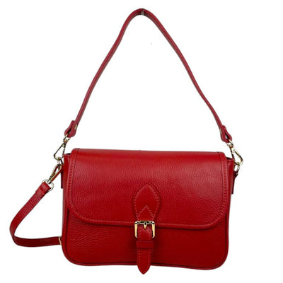 Bolso Bandolera de Piel Italiana con Asa Corta y Bolsillo Trasero