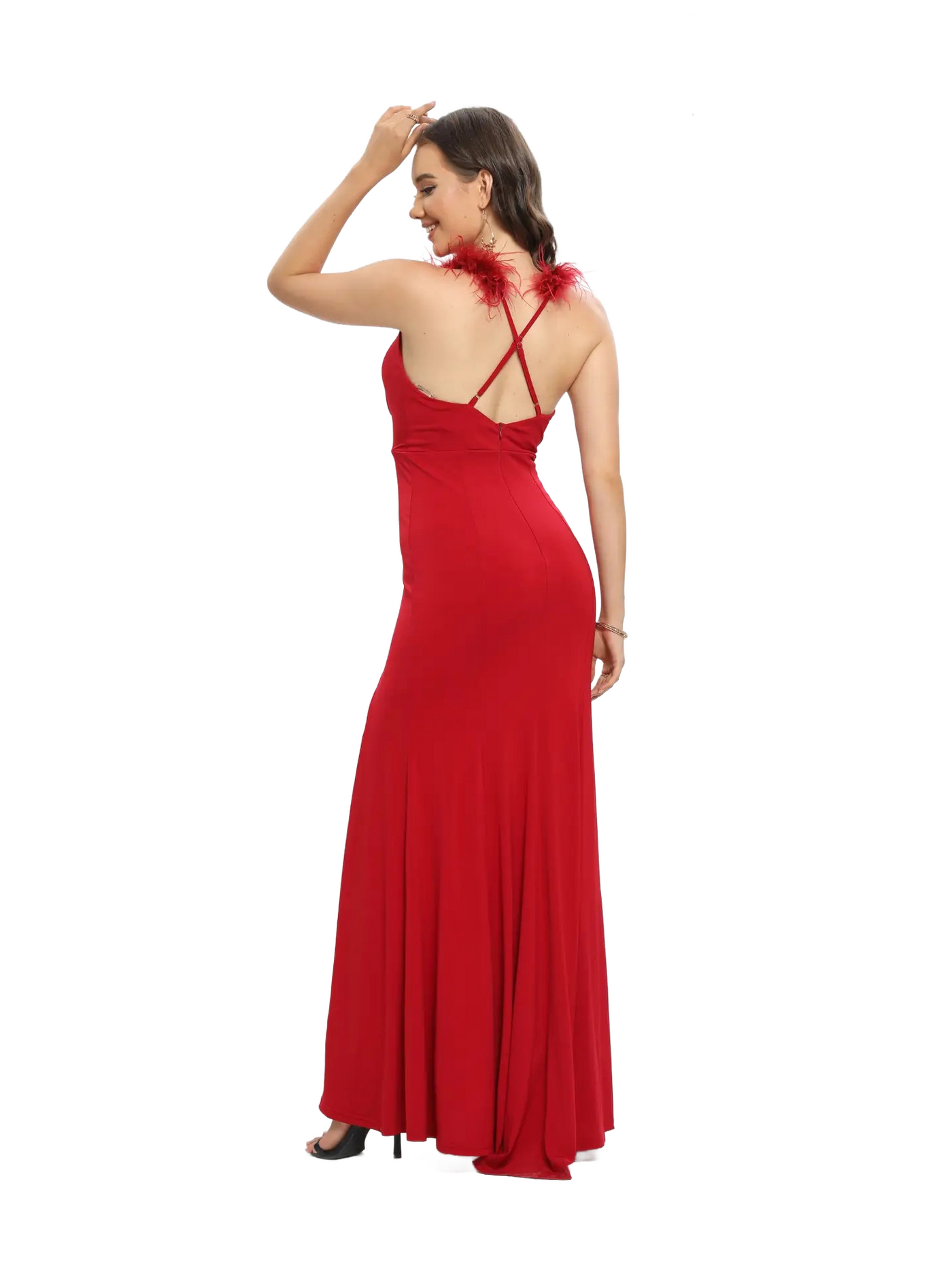 Vestido de noche corto apertura en V