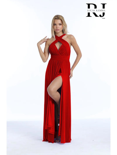 Vestido de noche midi con abertura, moderno y sencillo