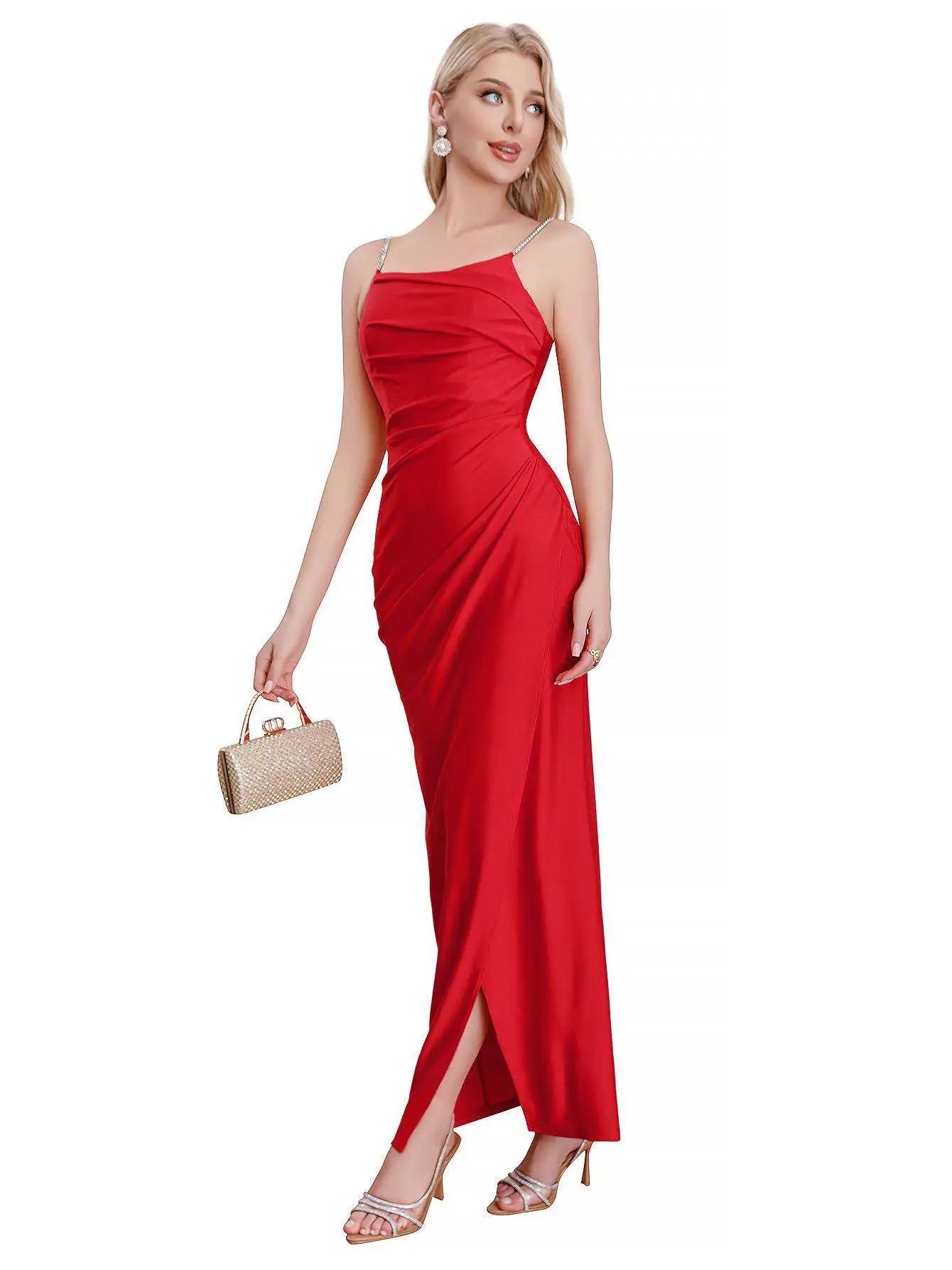 Vestido midi con abertura, moderno y sencillo
