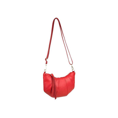 Bolso Bandolera en Piel Italiana con Diseño Medialuna y Tira Bandolera