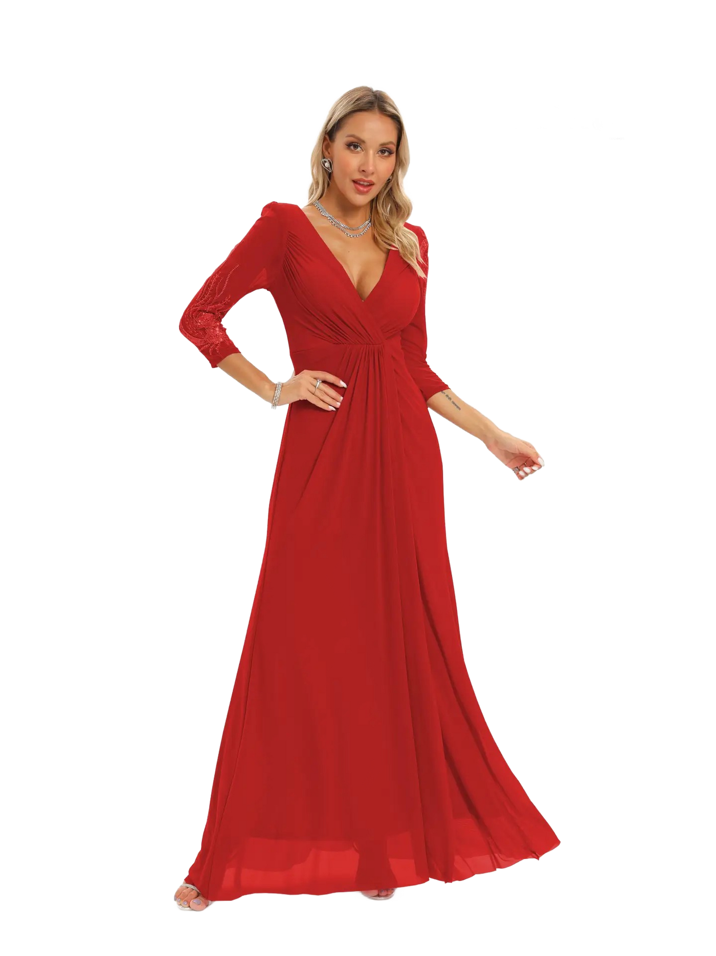 Vestido de noche largo con apertura