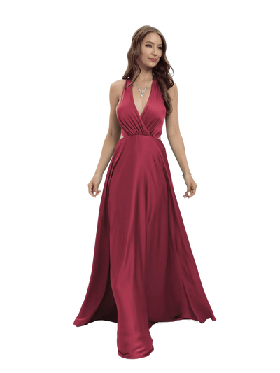 Vestido de noche largo en V