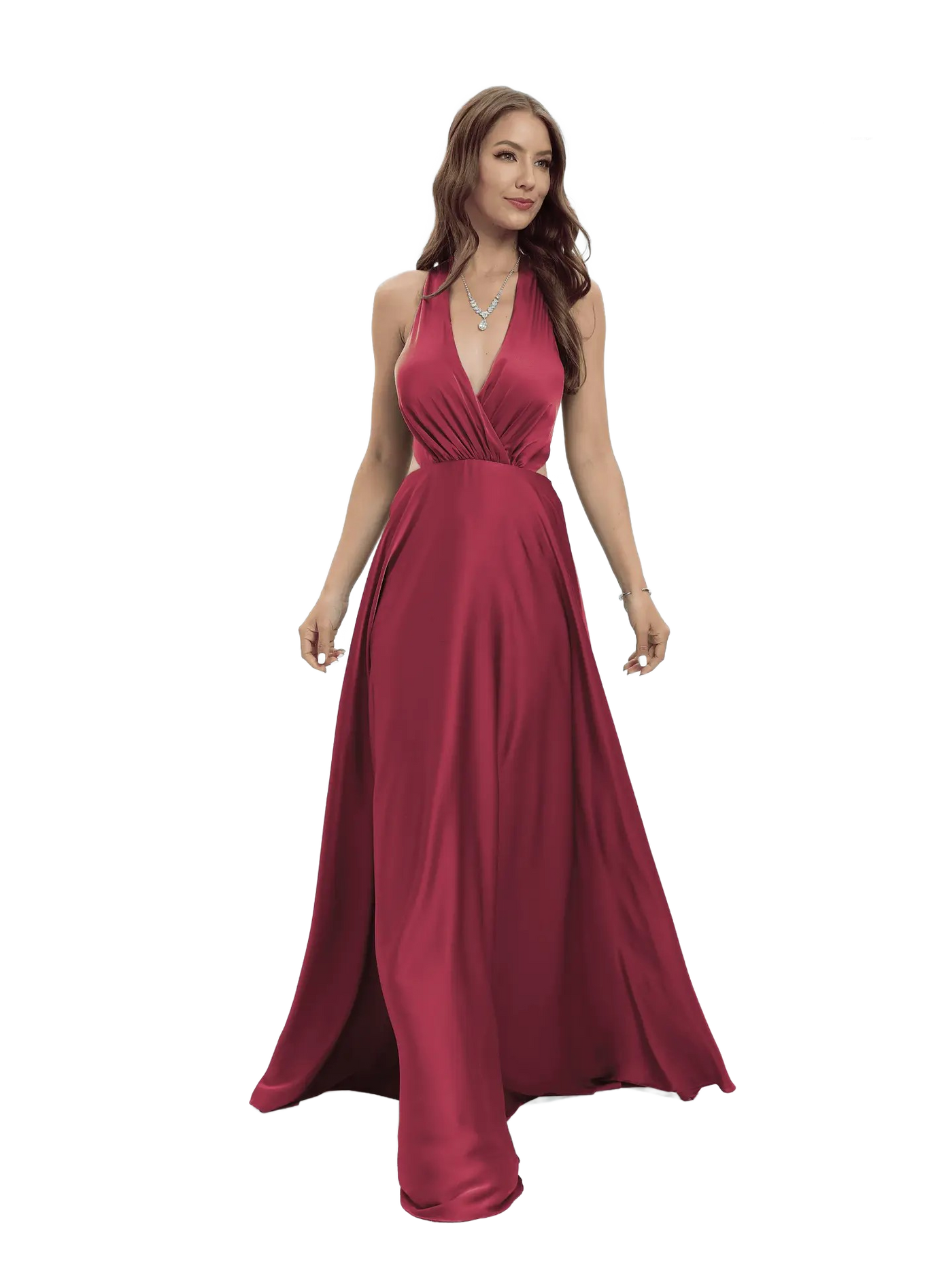 Vestido de noche largo en V