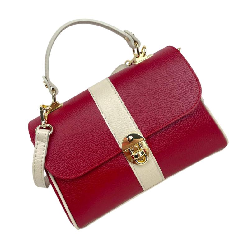 Bolso de Mano en Piel Italiana con 2 Bolsillos de Cremallera