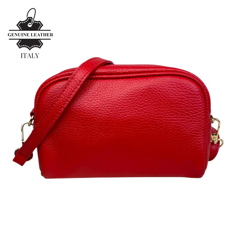 Bolso Bandolera en Piel Italiana con Bolsillo Frontal con Flecos y Cierre de Cremallera