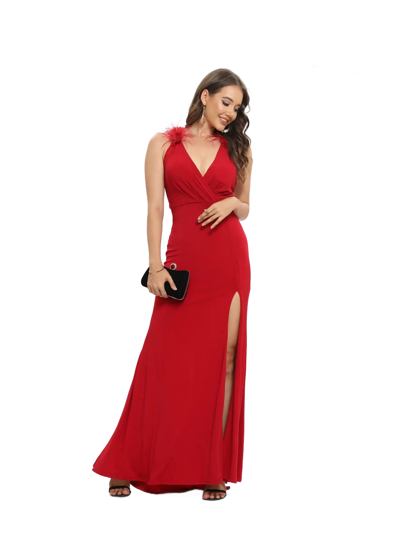 Vestido de noche corto apertura en V