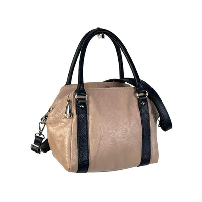 Bolso Bowling De Piel Italiana Con 3 Compartimentos, Cremallera y Gran Calidad