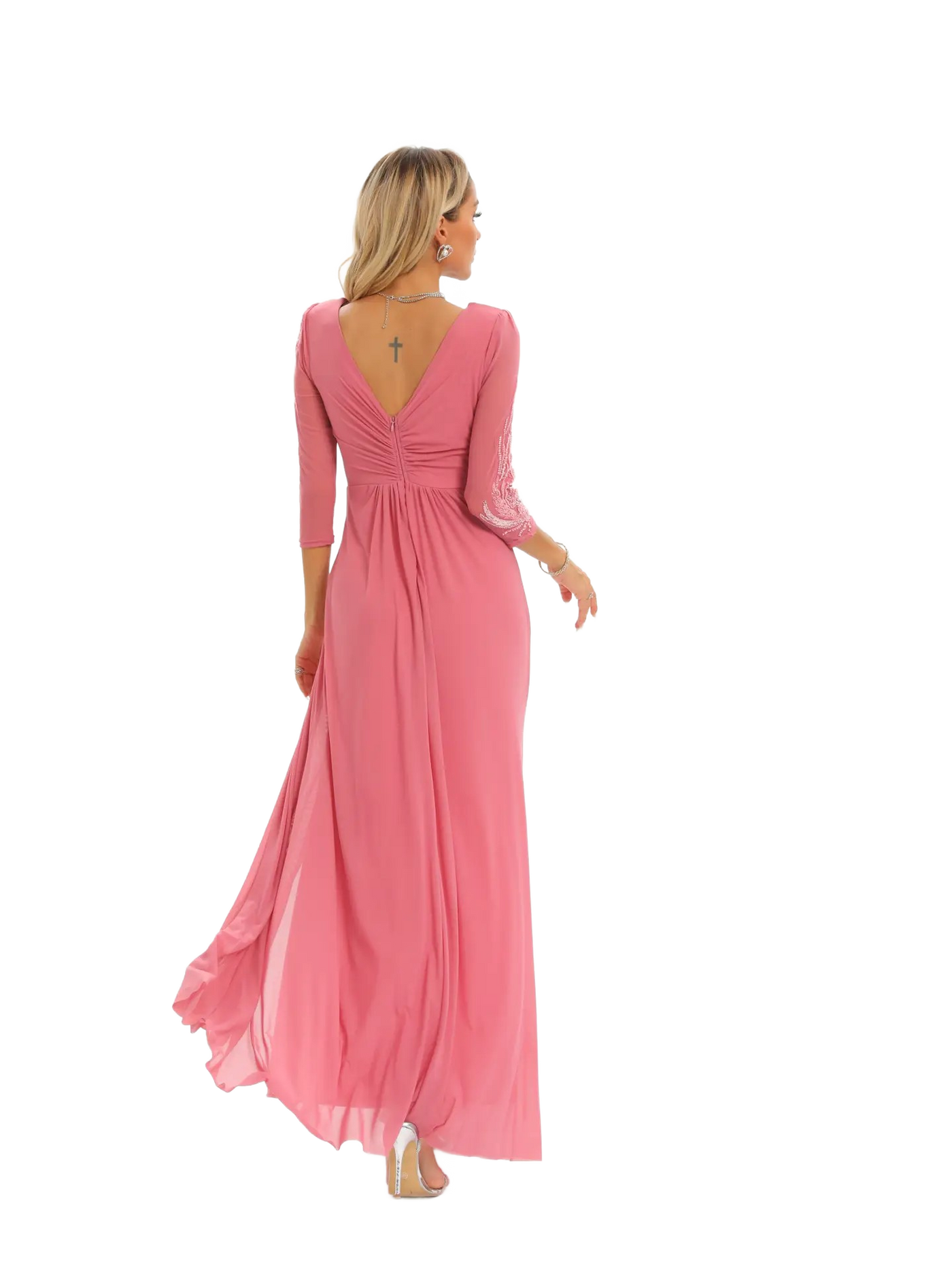 Vestido de noche largo con apertura