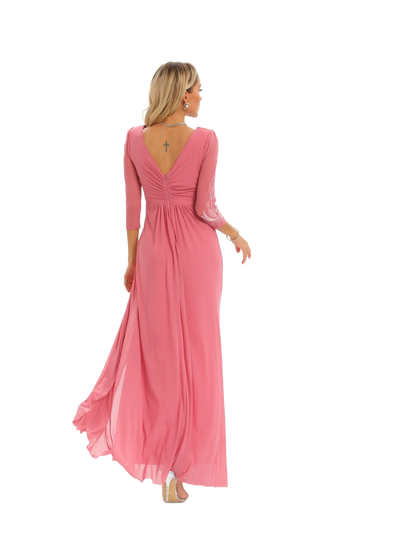 Vestido de noche largo con apertura