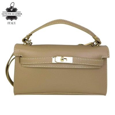 Bolso de Mano en Piel Italiana para Mujer con Asa Corta, Tira Bandolera y Solapa de Giro